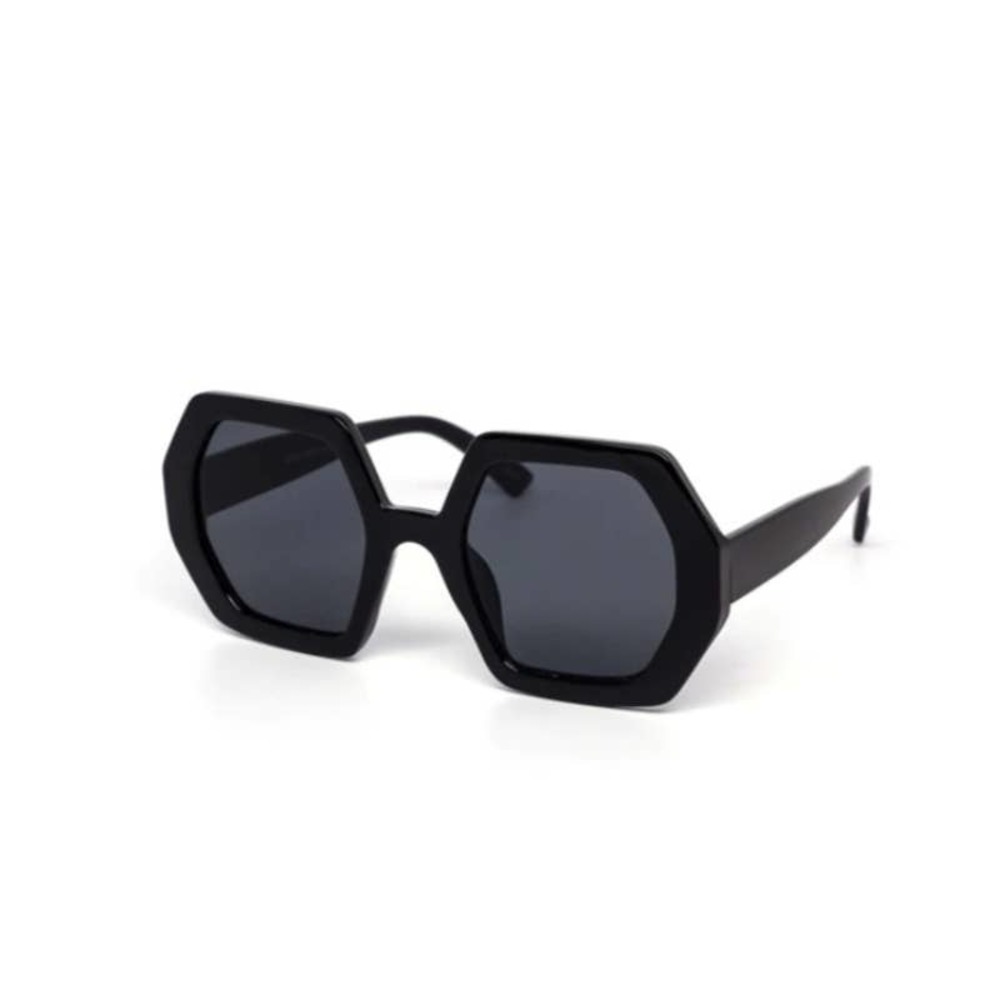 Spexx Undercover Hexagon 60s Black Sunglasses